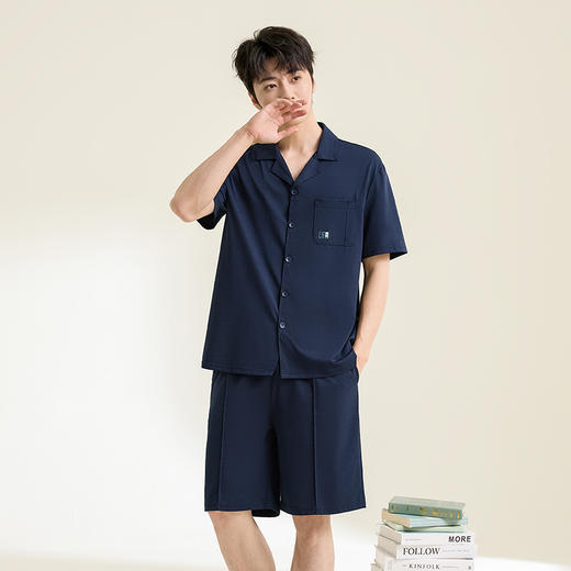 康妮雅男式短袖短裤开襟套装 商品图1