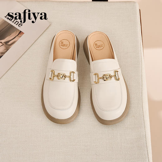 Safiya/索菲娅 新潮爱心马衔扣2023年春季新款一脚蹬包头穆勒拖鞋 SF31110029 商品图3
