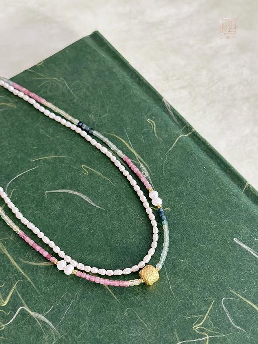 天然彩色碧玺小方糖设计项链 商品图5