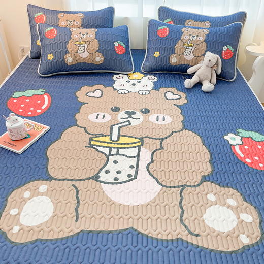 【下架】自然醒A类凉感冰丝乳胶凉席三件套夏季可洗衣机水洗空调软席可折叠DLN 商品图2