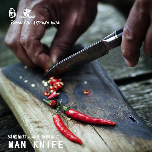 汉道【锤打大马士革水果刀】家用果皮刀厨房刀 商品图5