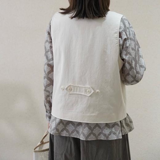 ECOLE DE CURIOSITIES 米白柔软棉斜纹布马甲 商品图2