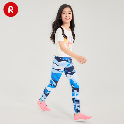 reima女孩儿童紧身裤中童2024春新款印花速干轻便弹力凉感紧身裤 商品图3