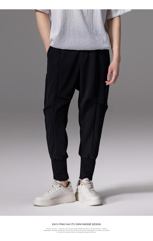 PINLI品立2024夏装新品束脚裤男装百搭哈伦裤休闲裤长裤小脚裤子B233117017 商品图5