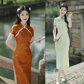 SKY183755复合蕾丝改良新中式长款旗袍旗袍