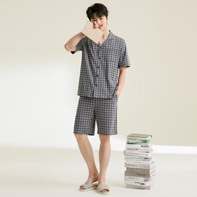 康妮雅男式短袖短裤开襟套装