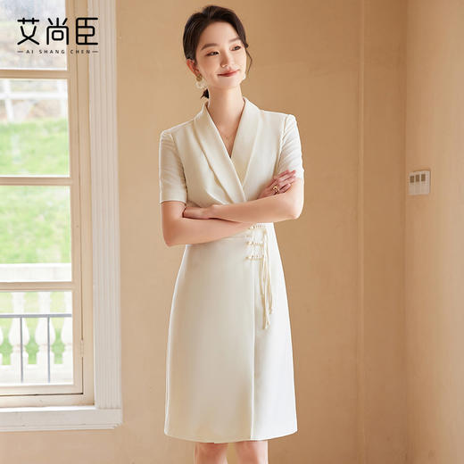 艾尚臣夏季连衣裙2024年新款时尚气质小香风百搭通勤主持人正装裙 商品图3