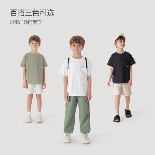 [棉感速干]马克珍妮男童户外拼接口袋短袖T恤上衣夏装新款240391 商品图1