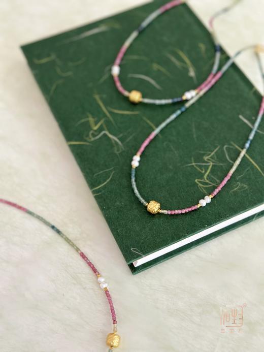 天然彩色碧玺小方糖设计项链 商品图1