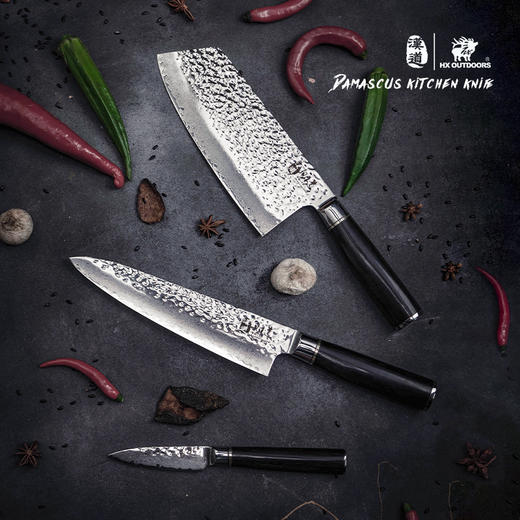 汉道【锤打大马士革水果刀】家用果皮刀厨房刀 商品图2