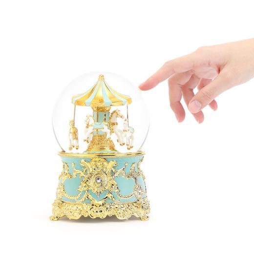 JARLL 120MM 旋转木马音乐盒水球 PA1903 蒂芬尼蓝金 商品图1