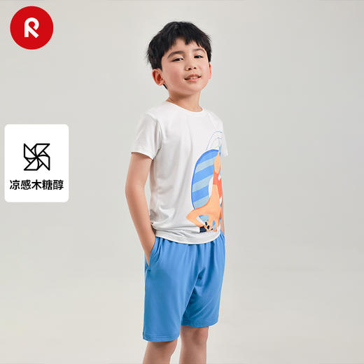 reima男女儿童T恤大童2024春夏新款木糖醇凉感白色圆领短袖 商品图0