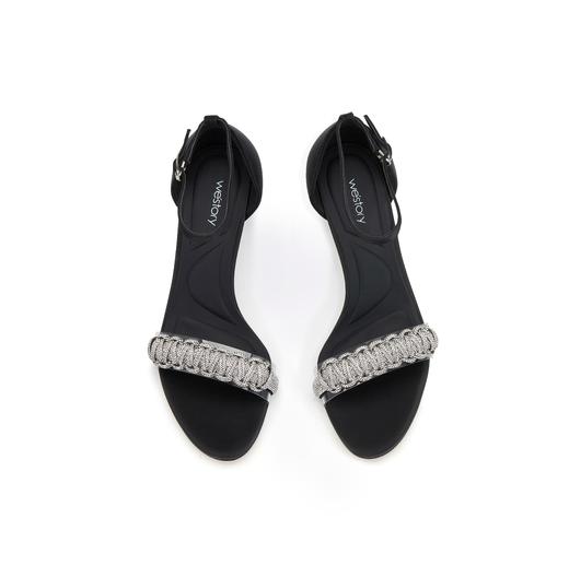 westory夏季新款法式全细闪钻交叉绑带中空礼服鞋细高跟凉鞋W24BG61911 商品图3