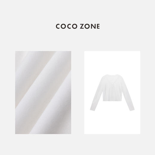 COCO ZONE2024“高知防晒”时尚V领长袖针织开衫气质单排纯色上衣CC1B0810 商品图2