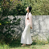 绽放195朵/高端细支亚麻立领塔克收腰显瘦宽松休闲淡粉色衬衫 商品缩略图2