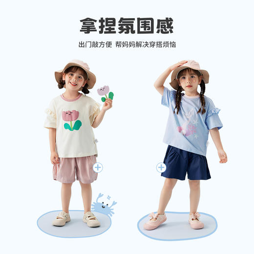 【冰冰棉】【90-140】【MQDmini】女童夏季冰感t恤短袖花边袖上衣 商品图9