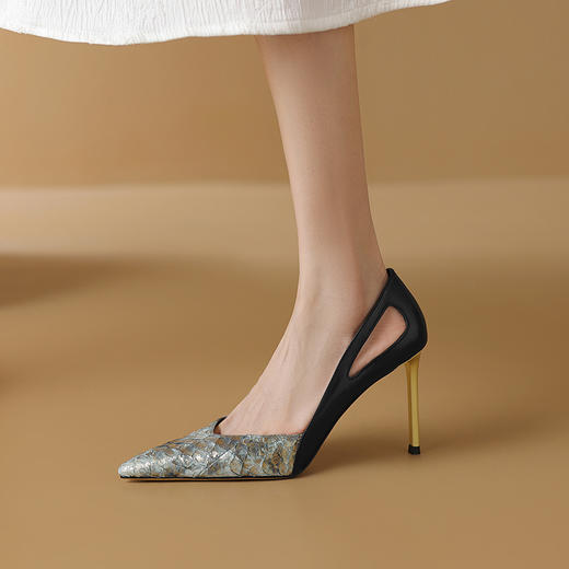 【预售5天】性感优雅，尖头拼接细跟高跟单鞋MY&A211 商品图4