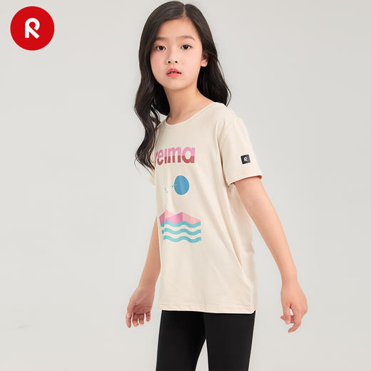 reima男女儿童T恤大童2024春夏新款木糖醇凉感防晒白色圆领短袖 商品图4