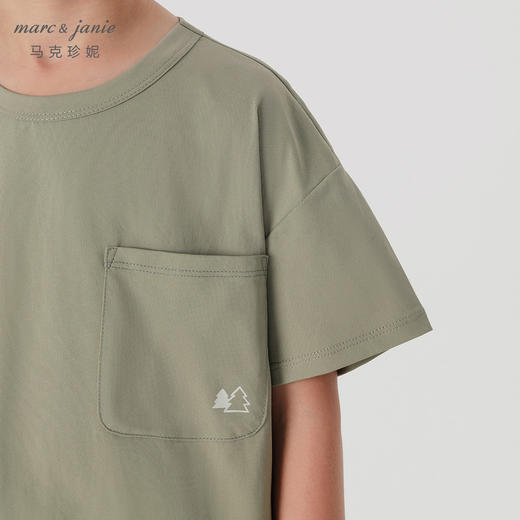 [棉感速干]马克珍妮男童户外拼接口袋短袖T恤上衣夏装新款240391 商品图4