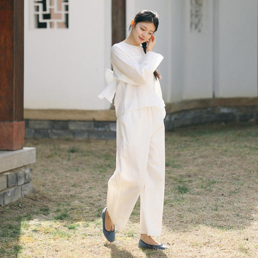 绽放170-171朵/高端汉麻棉自然肌理2024设计层级感T恤休闲裤套装 商品图2