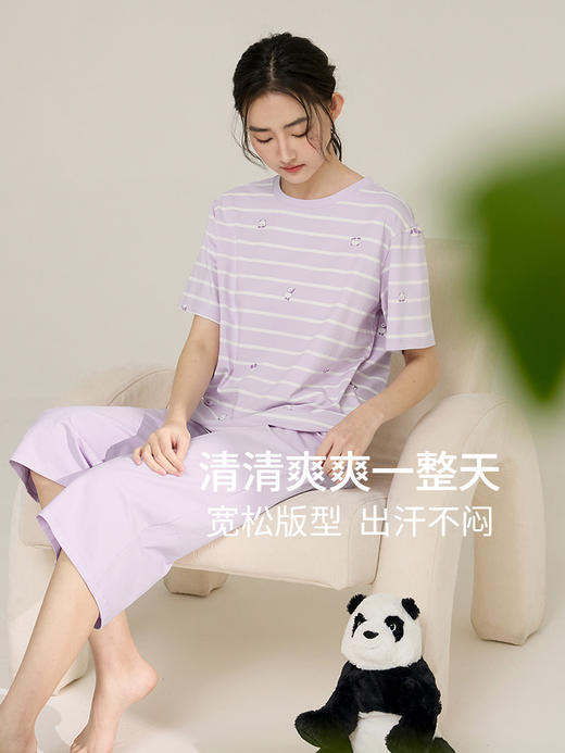 康妮雅女式短袖中裤套头套装 商品图4