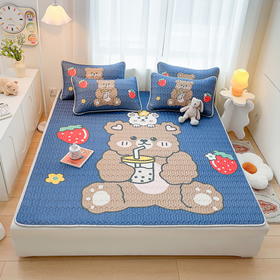 【下架】自然醒A类凉感冰丝乳胶凉席三件套夏季可洗衣机水洗空调软席可折叠DLN