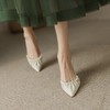 【预售5天】尖头真皮浅口，里外全皮褶皱珍珠高跟鞋MK&0838 商品缩略图2
