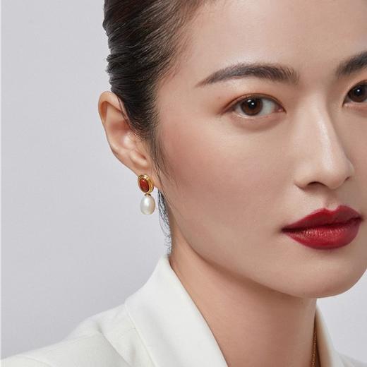 Pearl moments 南红 小团圆 椭圆珍珠耳线耳环（该商品不支持用券） 商品图8