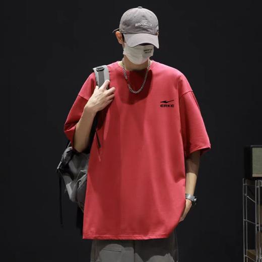 【2件仅89 国货大牌】鸿星尔克240g精梳纯棉宽松短袖圆领T恤（情侣款）（选两件加入购物车一起下单，拍一件不发） 商品图4