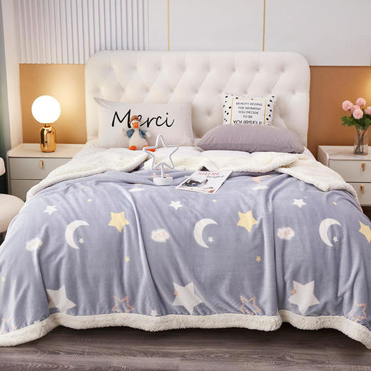 欧伊语ins风棋盘格纯色牛奶绒毛毯双层加厚羊羔绒毯 商品图6