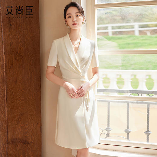 艾尚臣夏季连衣裙2024年新款时尚气质小香风百搭通勤主持人正装裙 商品图2
