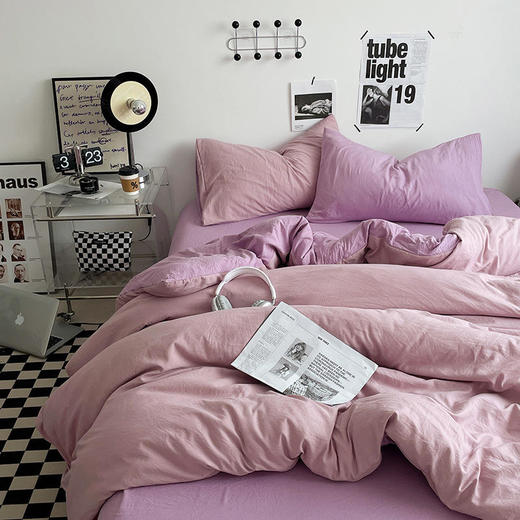 欧伊语日式纯色双拼水洗棉四件套 商品图5