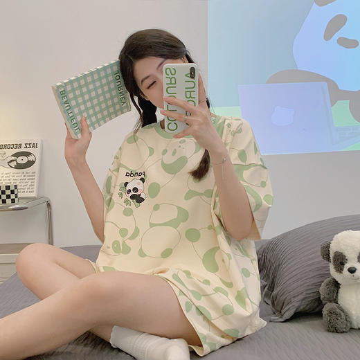 【颜值天花板！超可爱家居服套装】升级宽松慵懒版型，超软超亲肤！女夏季短袖草莓熊卡通睡衣睡裤两件套 商品图9