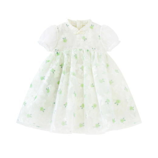 迷你巴拉女童新中式连衣裙宝宝柔软透气国风网纱蓬蓬裙夏季 商品图4