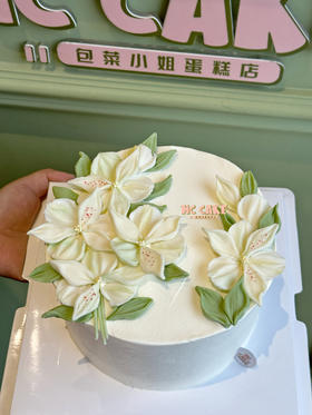 小清新兰花|翻糖仿刮刀花装饰蛋糕