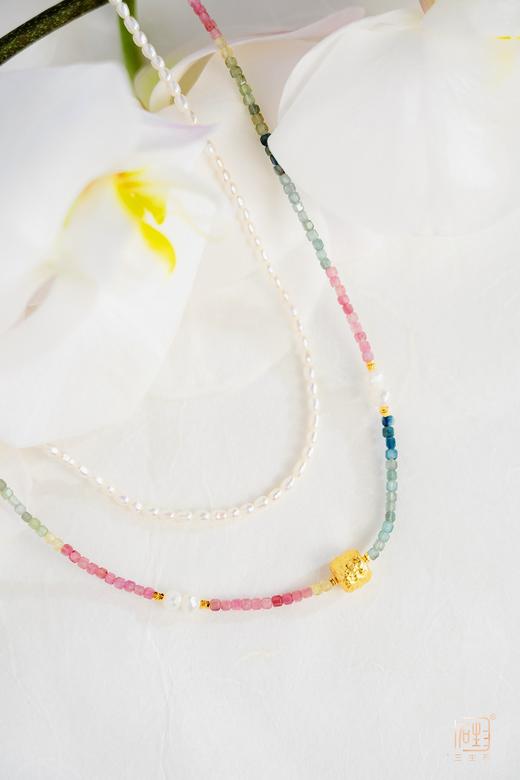 天然彩色碧玺小方糖设计项链 商品图11