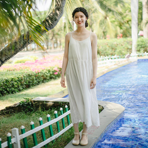 【茉莉私服】绽放281朵/白色纯棉蕾丝下摆连衣裙叠穿打底吊带长裙 商品图0