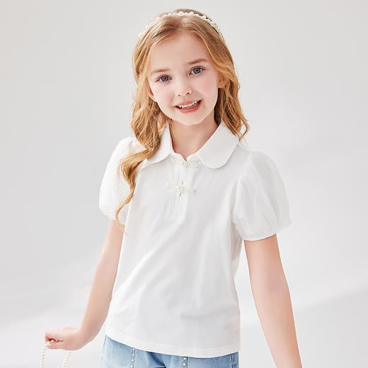 笛莎Deesha T恤2024夏季新款翻领短袖T恤 商品图1