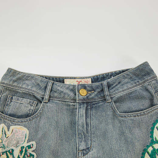 谜底绣花萝卜裤女2024春季新款复古重工刺绣宽松牛仔裤241MK0033 商品图3