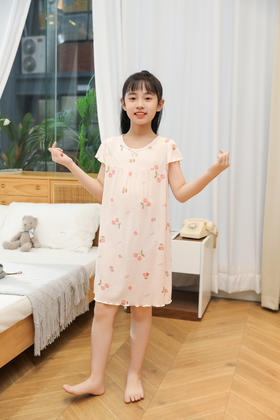 【单件6折/2件5折】【秀黛】女童水果印花短袖裙女童夏季睡裙家居服L2440007T【门店同款】