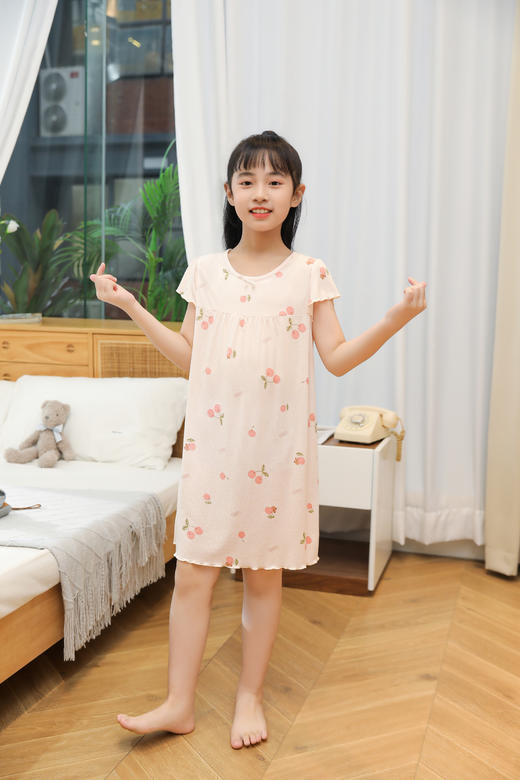 【单件6折/2件5折】【秀黛】女童水果印花短袖裙女童夏季睡裙家居服L2440007T【门店同款】 商品图0