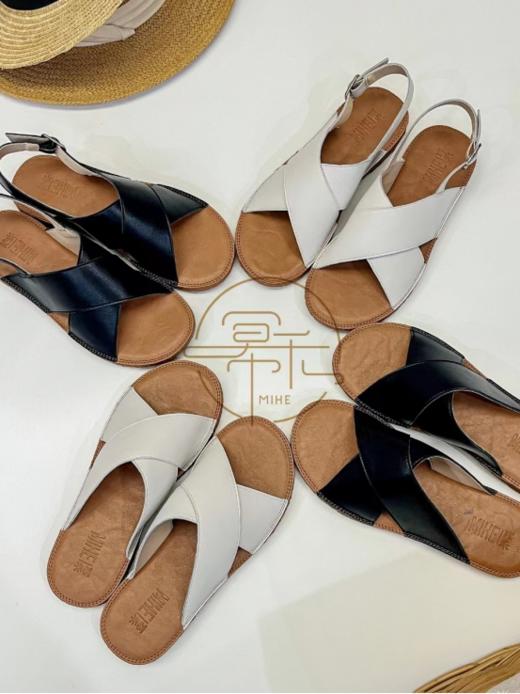 👍【幂禾MIHE罗马无声凉鞋/拖鞋】🌸1.暴走一天也不磨脚，🌈每年必入的款式 🌸2.鞋面鞋底优质牛皮，💦亲肤又透气  商品图0