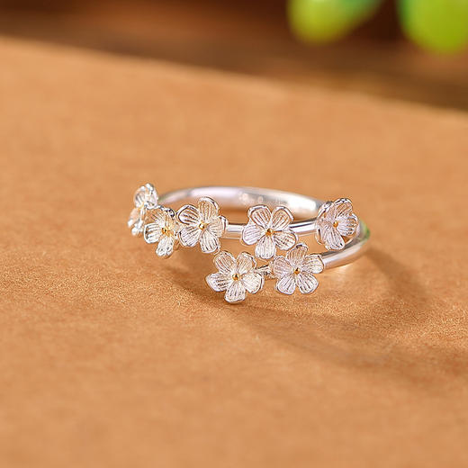 【百花飘雪】S999银足银镀金气质花朵戒指【CW-JZ06477】 商品图1