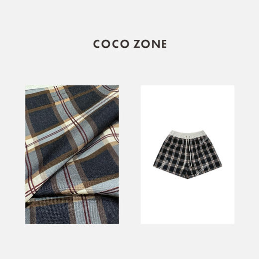 COCO ZONE2024夏季格纹松紧腰抽绳短裤显瘦休闲裤子CC2B0506 商品图2