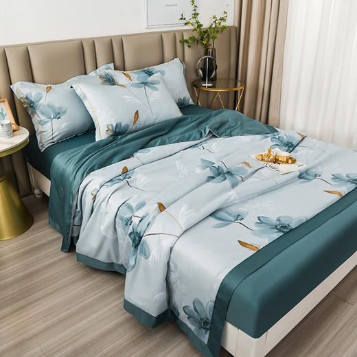 MZX夏被四件套轻奢水洗天丝夏被四件套 商品图0
