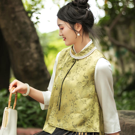 【林栖设计小店】2024年春夏新品无袖马甲提花新中式复古气质背心女1942326 商品图4