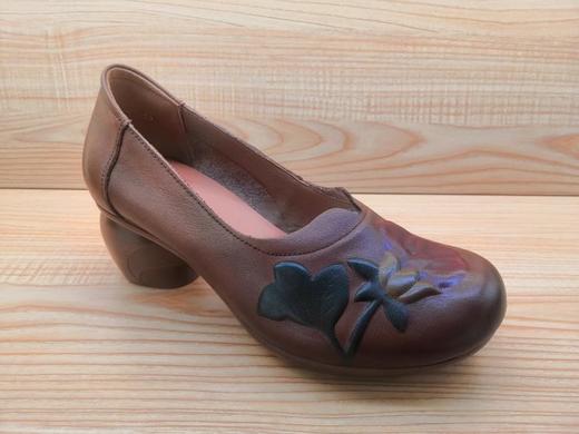 豪行女鞋22392822中跟复古民族风皮鞋牛皮舒适    尺码偏小 建议拍大一号 商品图1