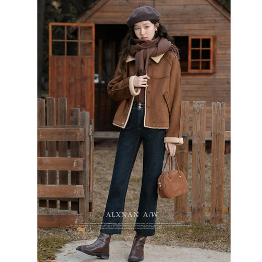 鹿向南《简约时尚》复古气质牛仔裤女春秋季新款高腰显瘦直筒长裤 商品图4