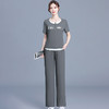 KED-Q435-Y时尚短袖休闲套装女夏季新款圆领T恤衫阔腿裤运动服两件套 商品缩略图3