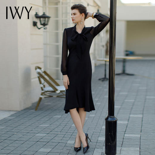 IWY/设计感轻奢黑色礼服裙女春夏高级感气质显瘦鱼尾连衣裙Q1055 商品图1